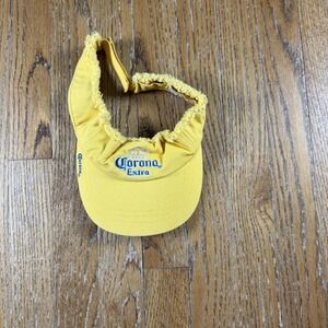 Vintage 2005 Corona Extra Yellow Visor Hat One Size Adjustable Promo Beer Cap